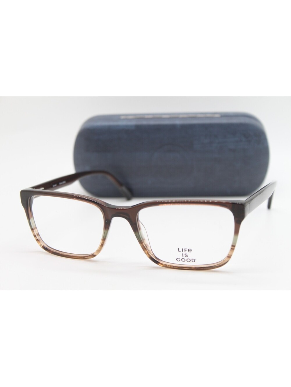 NEW LIFE IS GOOD CONRAD BROWN (BRN) AUTHENTIC EYEGLASSES W/CASE 55-19